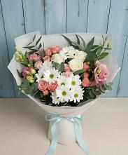 Букет цветов из:  Розы, Лизиантусы и Хризантемы в Ясной