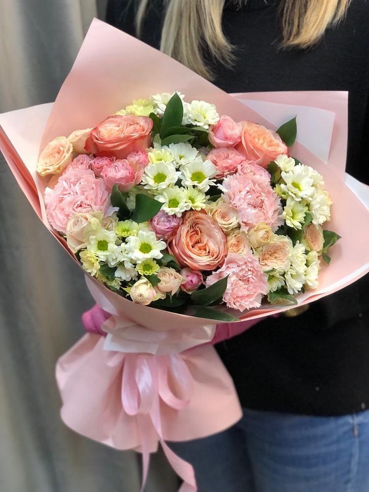 Букет цветов из: Гвоздики, Розы и Хризантемы в Ясной