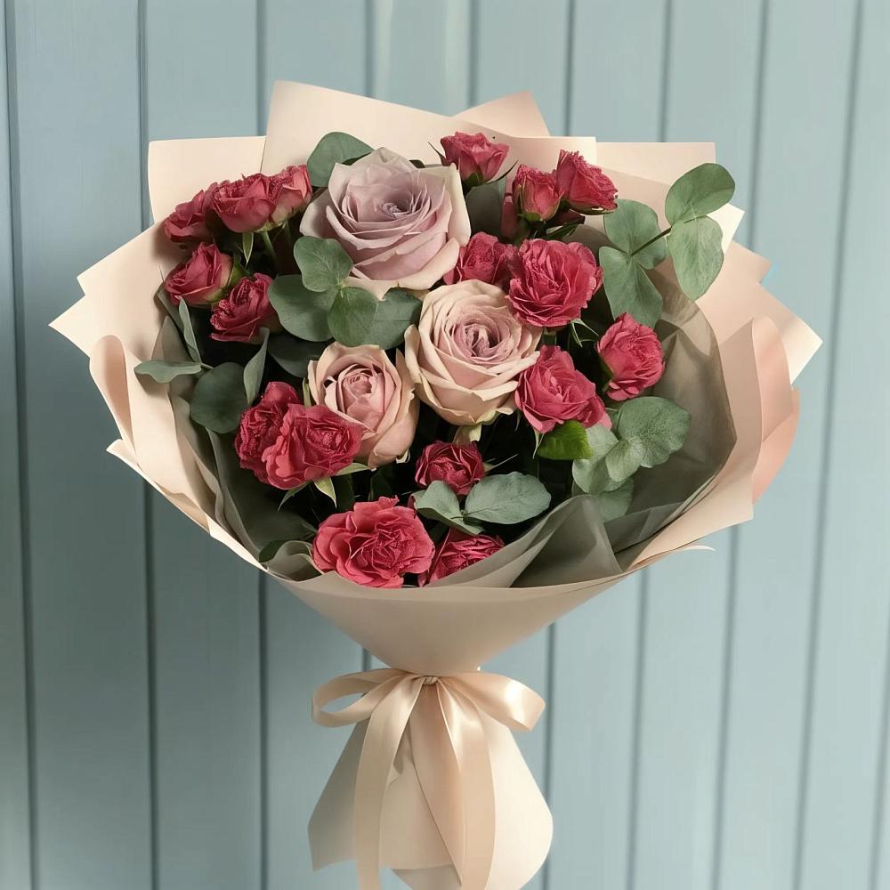 Букет цветов из: Гвоздики и Розы в Ясной