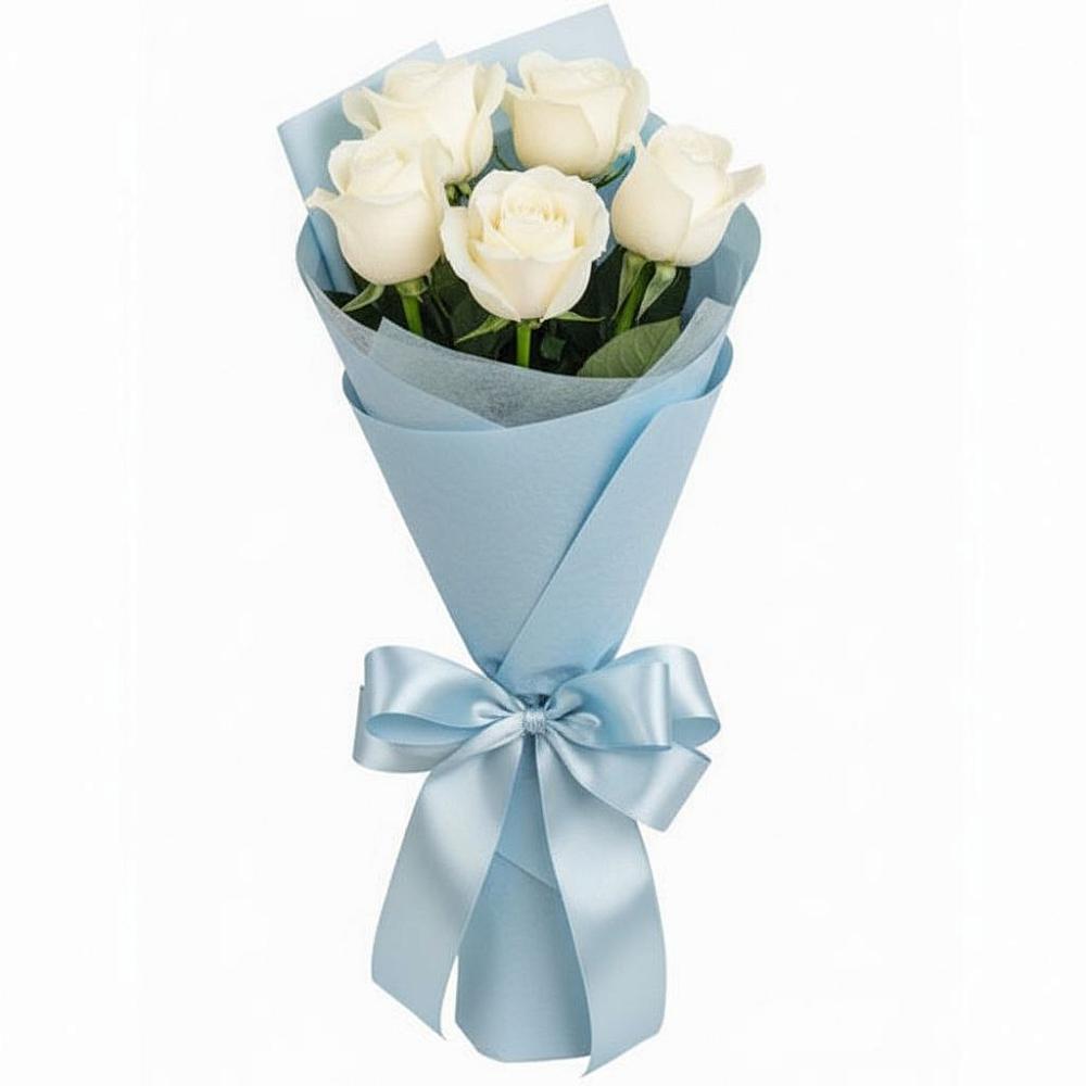 Букет 5 Белых роз Проуд в Ясной