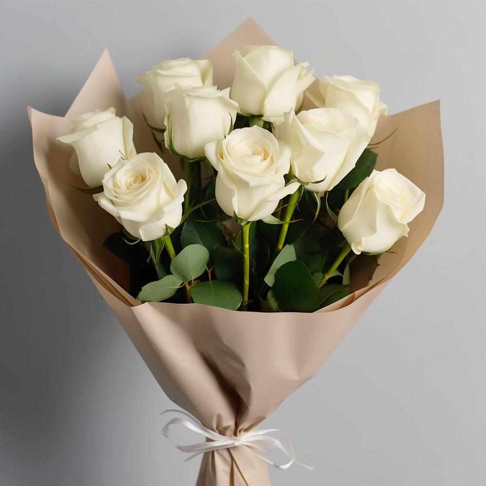 Букет 9 Белых роз Эдлесс Лав в Ясной