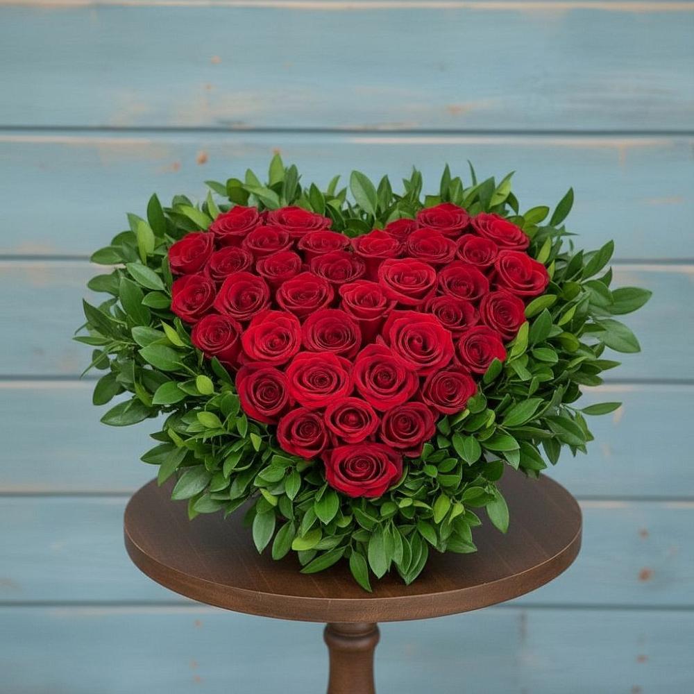 Цветочная композиция из Розы в виде сердца в Ясной