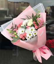 Букет цветов из:  Розы, Лизиантусы и Хризантемы в Ясной